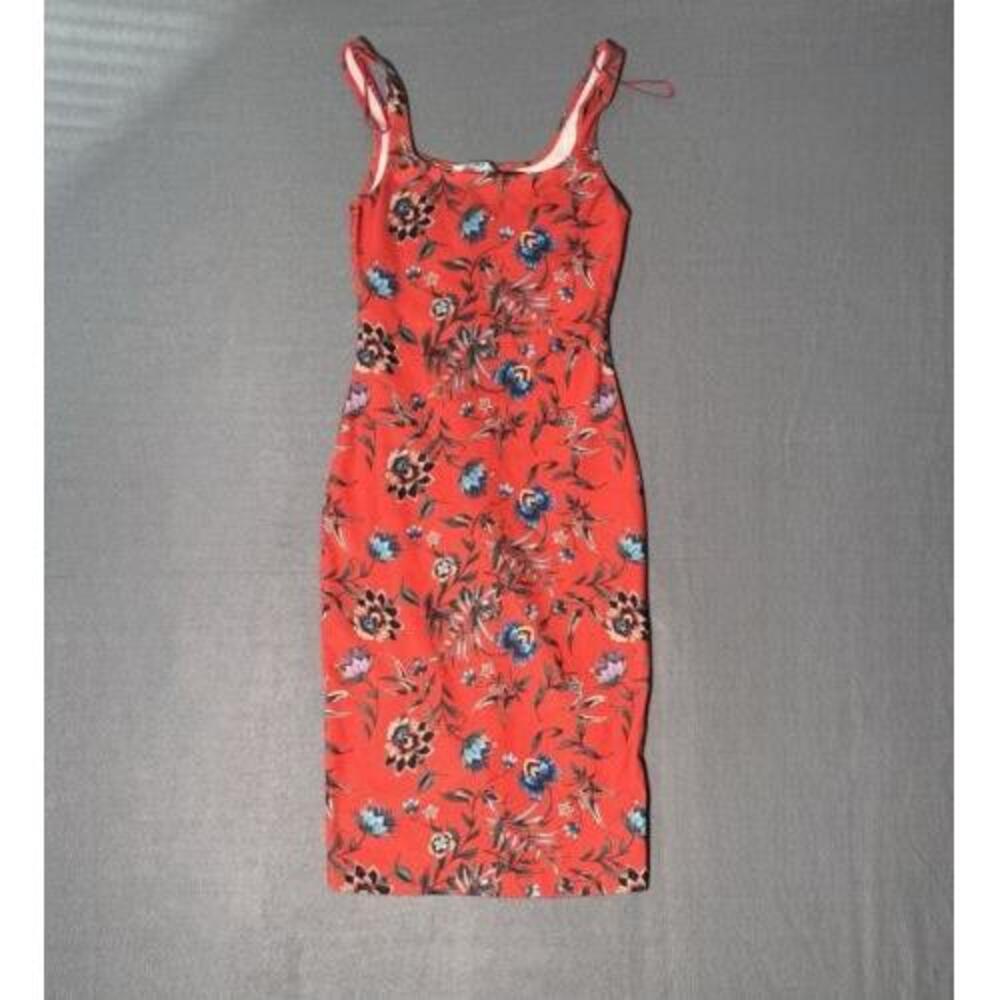 Zara Womens Trafaluc Floral Midi Dress Size M Red Bodycon Sleeveless